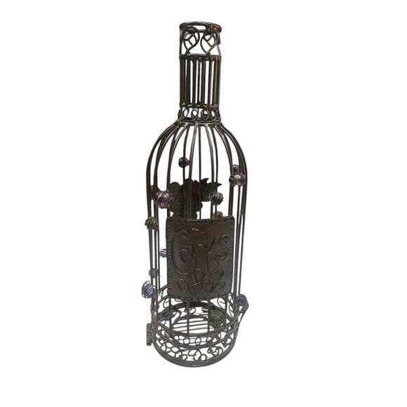 Metal Rustic Wine Bottle‎ Cork Cage Holder - Picture 1 of 9